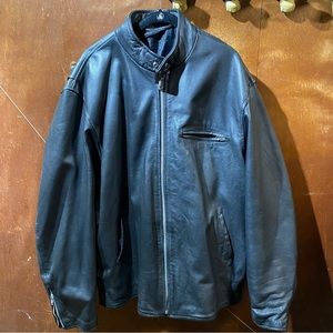 Vintage Moto leather Motorcycle Jacket Coat Black 4xl